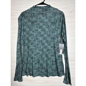Women's Worthington Jade Print Mock Style Thin Blouse Sz Lg